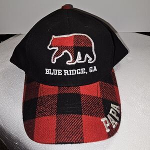 Headwear Papa Bear Baseball Cap -Blue Ridge, Ga-Buffalo Plaid Father's Day- NWT